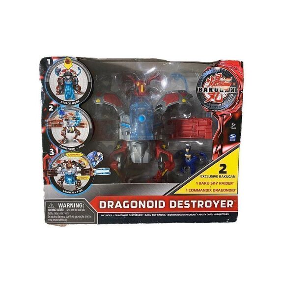 Bakugan Mechtanium Surge DRAGONOID DESTROYER Pyrus COMMANDIX + AEROGAN RARE - Picture 1 of 2